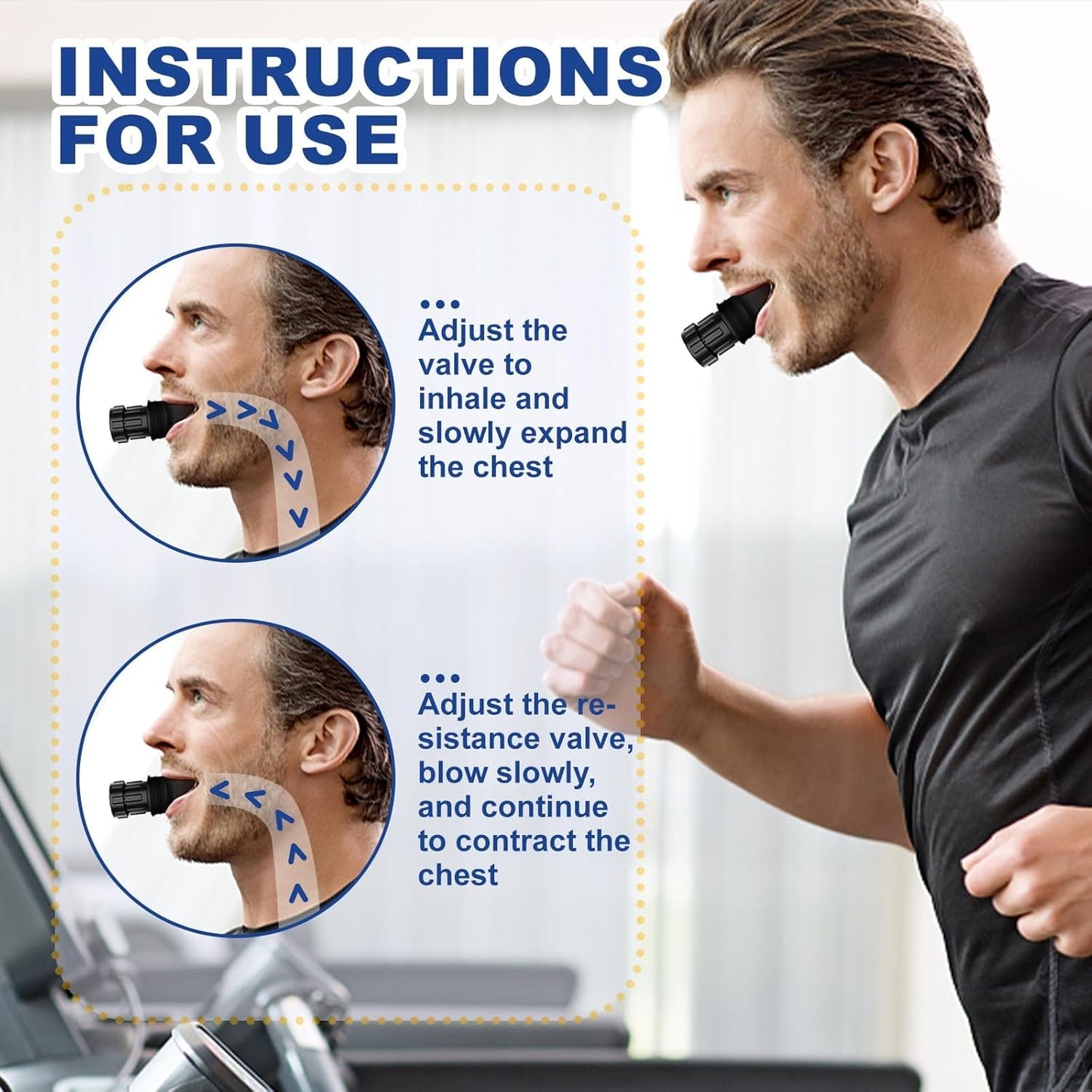 Breathing Trainer, Portable Lung Trainer, Breathing Resistance Trainer for Oral