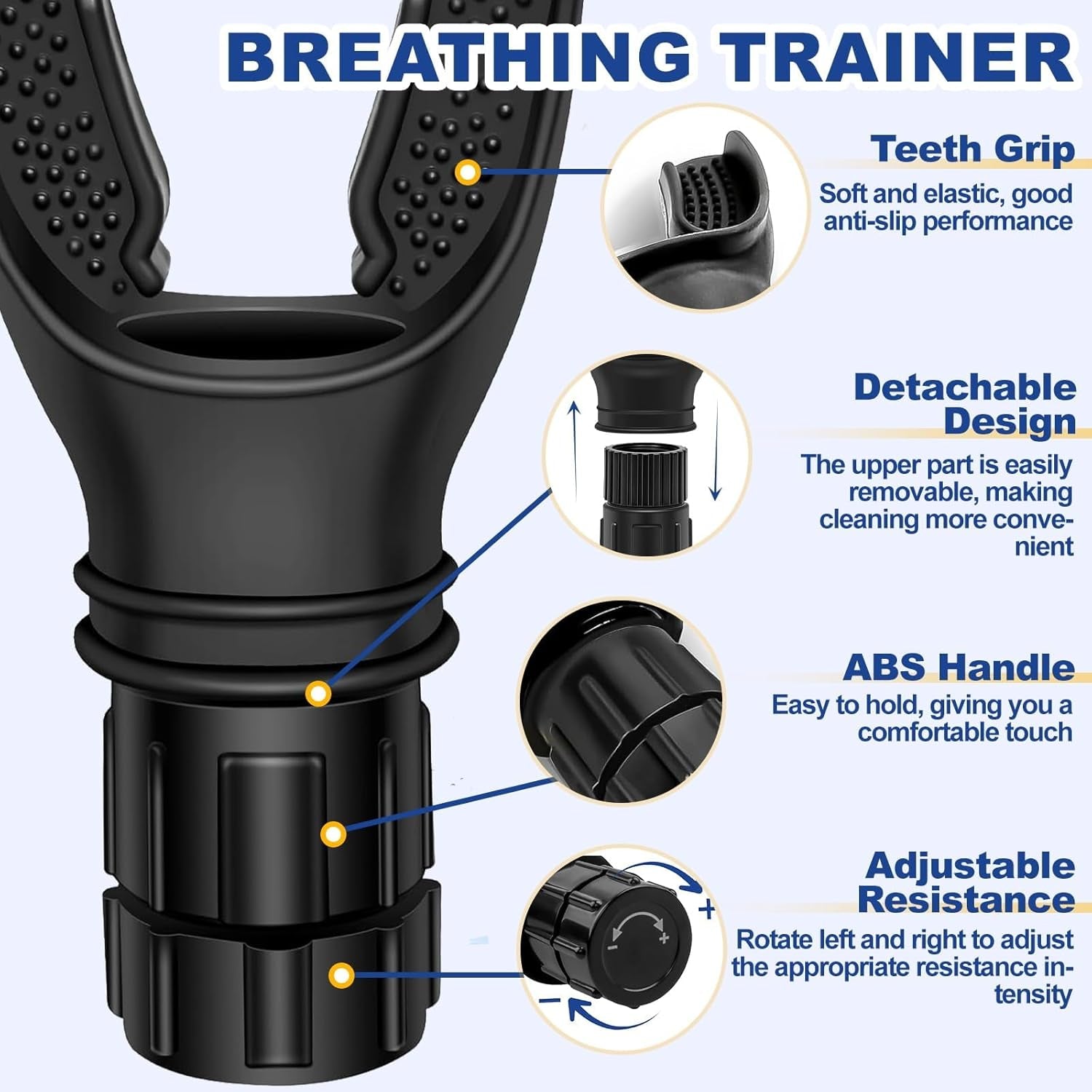 Breathing Trainer, Portable Lung Trainer, Breathing Resistance Trainer for Oral